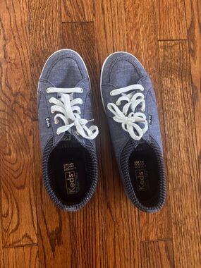 Keds Low-Top Canvas Sneakers in Chambray Blue and White